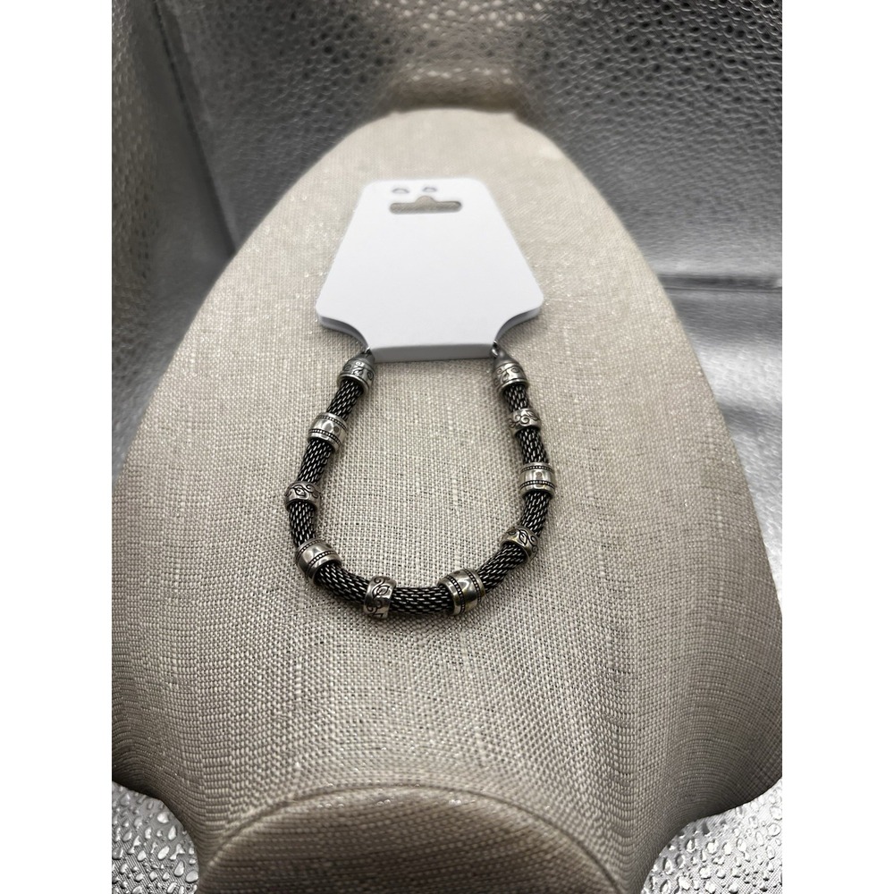 Silver Tone Braided Bracelet 8" Long Unisex‎